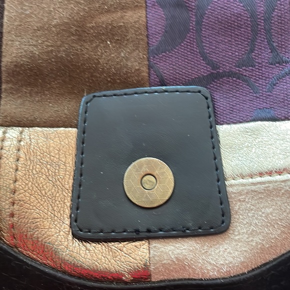 Coach authentic leather, suede and canvas bag length 12 x 2 x 6 handle leather - Picture 11 of 16